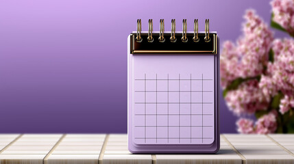 desk calendar planner purple organizer monthly schedule time management office stationery