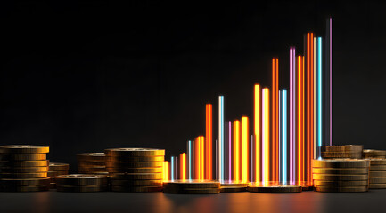 business graph on the black background