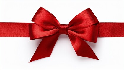 Fototapeta premium Red Velvet Ribbon Bow Isolated Christmas Gift Decor