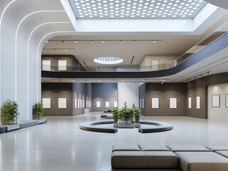 3d Interior Art Gallery. Modern interior design	