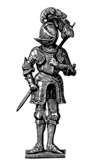 PNG Medieval knight statue vintage armor black.