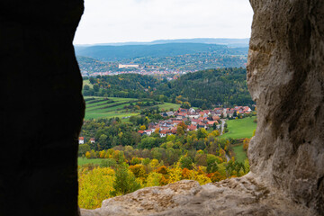 Blick vom Aussichtspunkt der Preilipper Kuppe nach Oberpreilipp und Rudolstadt, Thüringen