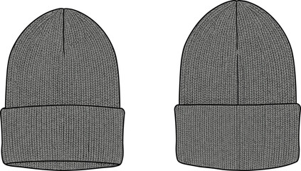 Beanie Hat Knit Winter Warm Clothing Fashion Apparel Headwear Accessory Wool Ribbed Folded Cozy Casual Stylish Unisex Outdoor Cold Weather