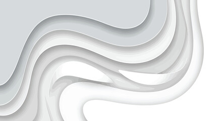 Vector art of abstract white paper cut background with 3d effect, smooth wavy layers, modern minimal design, elegant and clean backdrop