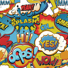 Pop Art Comic Sound Effects Pattern Background
