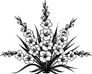 Elegant floral arrangement design celebrating nature's beauty with delicate blossoms and graceful foliage, perfect for sophisticated décor.