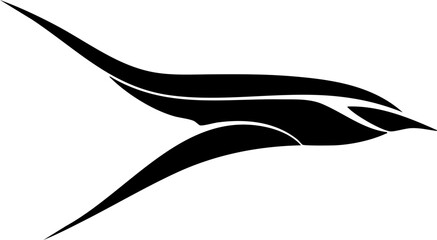 Elegant abstract black bird silhouette soaring gracefully, symbolizing freedom, speed, and modern design for impactful branding.