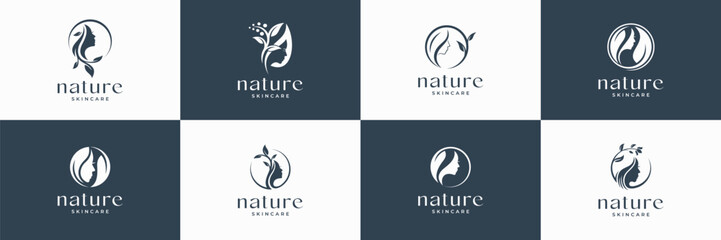 natural skincare logo series. healthy skin product sign.