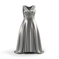 Metallic Dress 3D Illustration: Generative AI Fashion Design on White Background