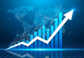 Financial chart with upward arrow showing business growth and success