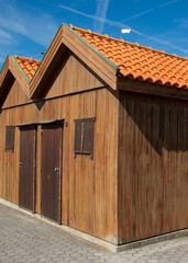 Wooden fishing sheds at costa nova, portugal