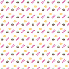 Cute Sweet Treat Pattern | Cupcake Candy Cookie Seamless Design Background