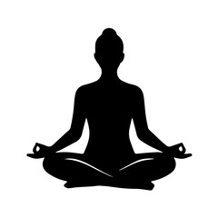 black and white vector silhouette of meditation