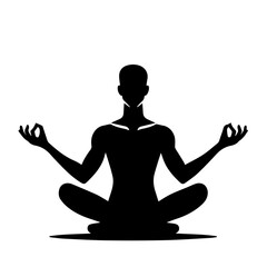 black and white vector silhouette of meditation