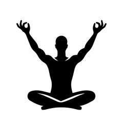 black and white vector silhouette of meditation