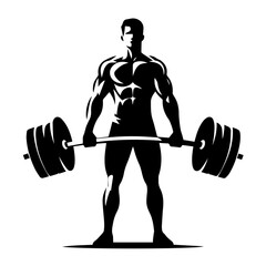black and white vector silhouette of gym person