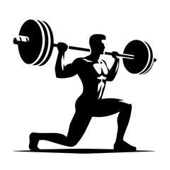 black and white vector silhouette of gym person