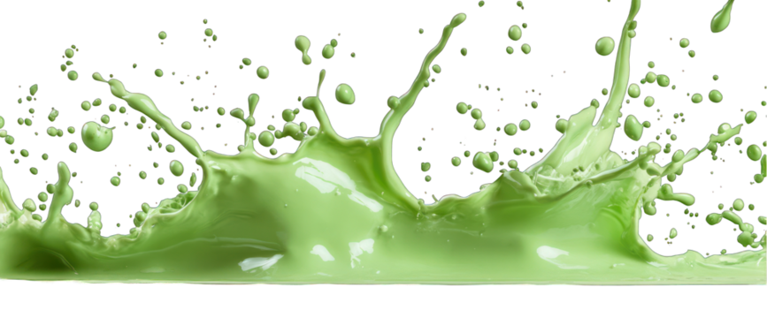 Green liquid splashing isolated on transparent background