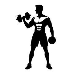 black and white vector silhouette of gym person