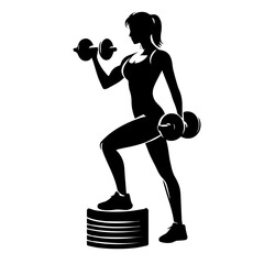black and white vector silhouette of gym person