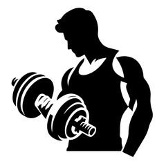 black and white vector silhouette of gym person