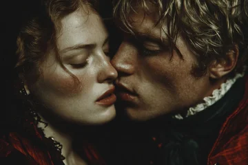intense kiss between prince and princess in a luxurious 18th century  © olly