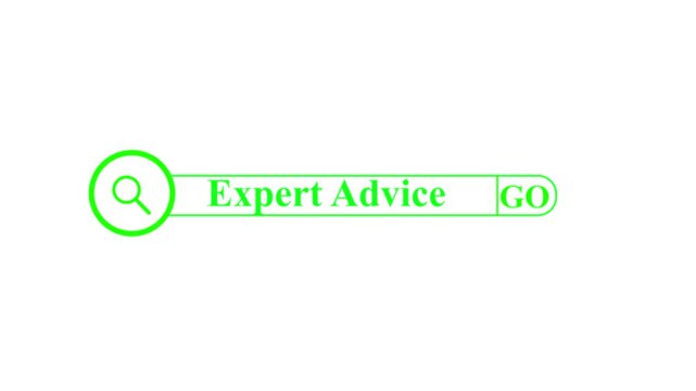 business hand clicking expert advice button on search toolbar with vintage style effect 4k,.
