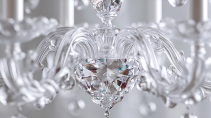 A crystal chandelier with a diamond in the center