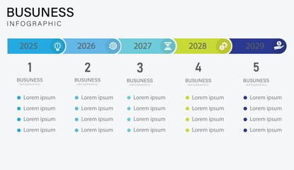 Modern Business Step Infographic Design, Colorful Step by Step Business Infographic, Business Timeline with 5 Stages, Corporate Process Flow Infographic Template, Business Development Steps