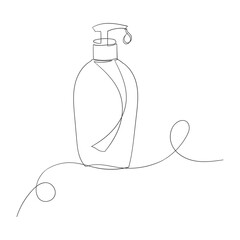 Obraz premium Continuous one line drawing of cosmetic cream. One line drawing illustration of face cream lotion. International beauty day Skincare concept line art. Editable outline