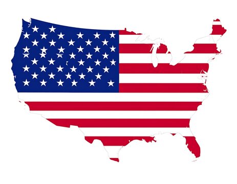 US map shaped like the flag - Powered by Adobe