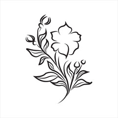 Minimal botanical leaf line art vector. Tattoo flower icon. simple botanical line drawings featuring delicate leaves and branches, ideal for logos, tattoos, invitations, and modern decor.