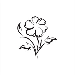 Minimal botanical leaf line art vector. Tattoo flower icon. simple botanical line drawings featuring delicate leaves and branches, ideal for logos, tattoos, invitations, and modern decor.