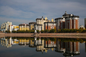 Fototapeta premium Astana is the capital of the Republic of Kazakhstan. The city is located in the north of the country, on the banks of the Ishim River. 
