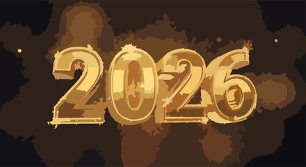 Happy New Year 2026 with Clock Striking Midnight