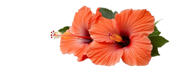 Hibiscus flower blossom duo with transparent background tropical bloom floral design element cutout