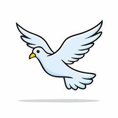 doodle vector icon Free flying white dove isolated