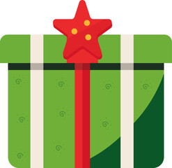 Cartoon Christmas Gift Box with Star Topper.