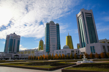 Obraz premium Astana is the capital of the Republic of Kazakhstan. The city is located in the north of the country, on the banks of the Ishim River. 