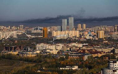 Fototapeta premium Astana is the capital of the Republic of Kazakhstan. The city is located in the north of the country, on the banks of the Ishim River. 