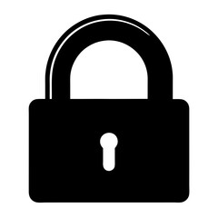 Solid black padlock icon representing security and access control measures