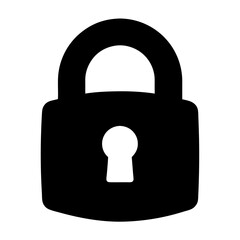 A simple black and white representation of a padlock or security lock