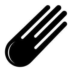 Abstract vector representation of a celestial comet with three tails in black