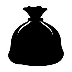 Black Silhouette of a Large Bag Filled With Items or Goods