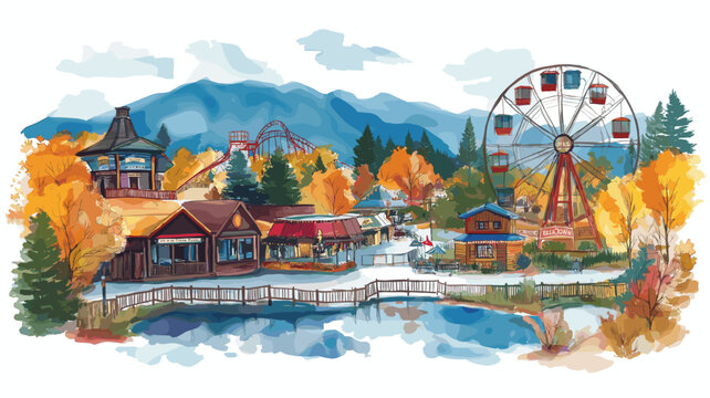 Dollywood. Dollywood hand drawn watercolor illustration