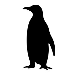 Naklejka premium Striking black silhouette of a penguin standing majestically on a white background