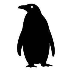 Black and White Silhouette of a Cute and Elegant Standing Penguin