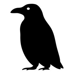 Silhouette of a Raven Standing Tall Against a White Background Depiction