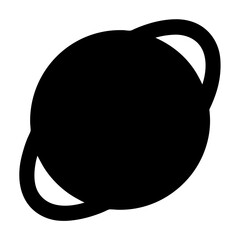 Silhouette of a planet with rings surrounding it in outer space