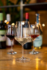 glass of wine on the table